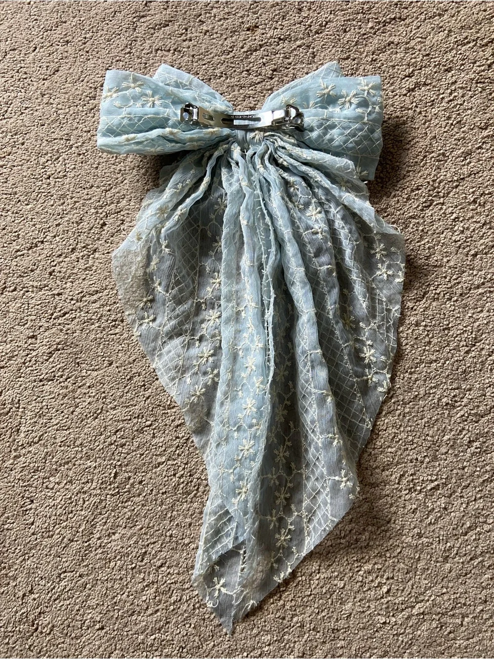 Altard State Light Blue Embroidered Lace big hair bow